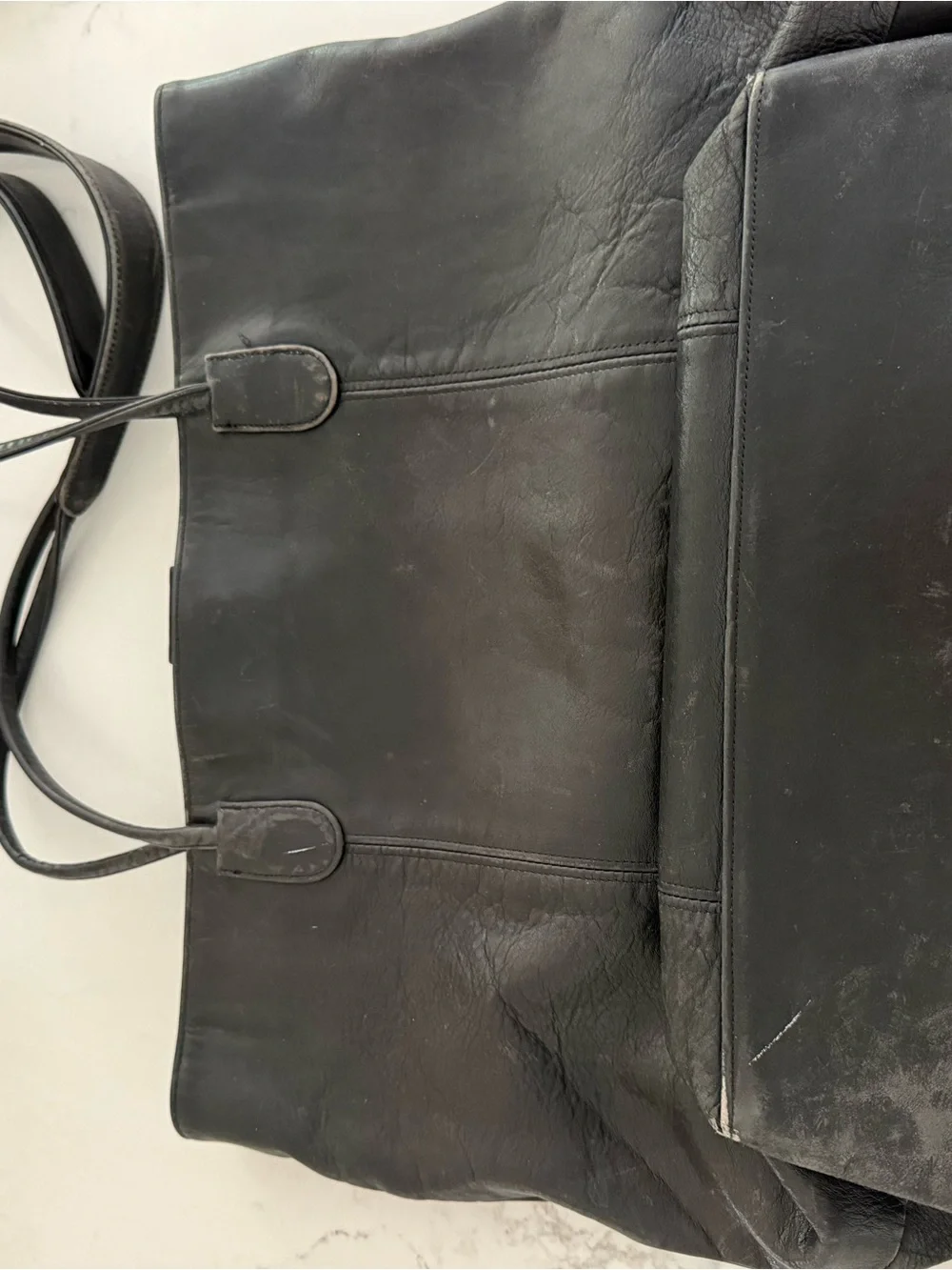 Vintage Coach Black Leather Shoulder Tote with Magnetic Snap